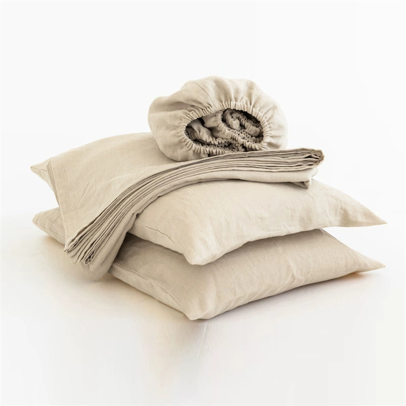 Fitted Sheet Deep - 100％リネン製ソフトベッドシーツ、クイーンサイズシーツセット、寝具セット1枚の深型フィットシーツ+1枚のフラットシーツ+2枚の枕カバー