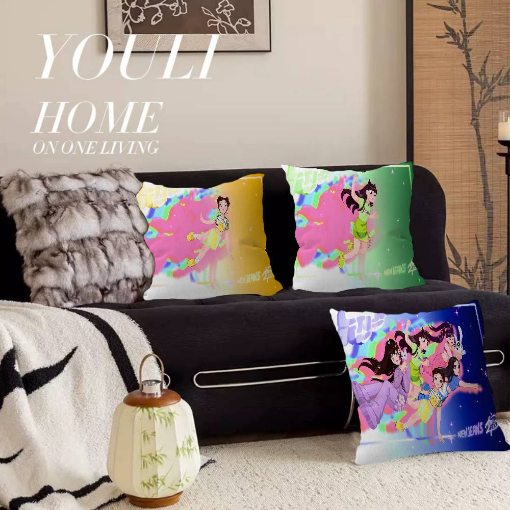 N-NewJeans 歌唱グループ アニメ クッションカバー - Home Textiles Group のレビューと価格