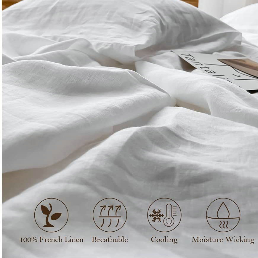 100％リネン製ソフトベッドシーツ、クイーンサイズシーツセッ - Fitted Sheet Deep のレビューと価格