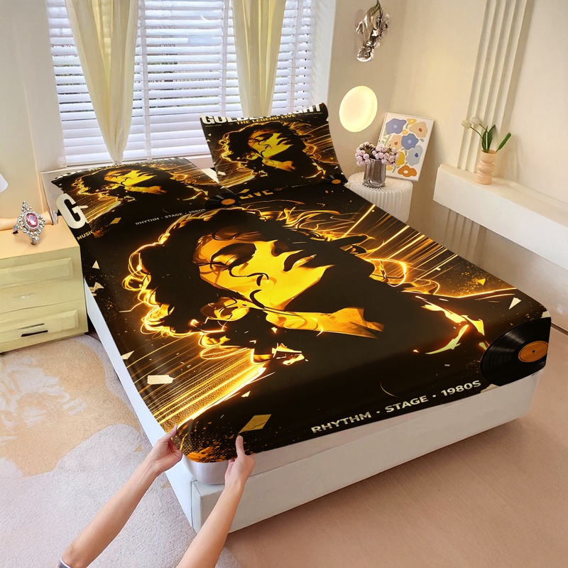 ポップアイコンマイケル・ジャクソンフィットシーツセットキング - Fitted Sheet Deep のレビューと価格