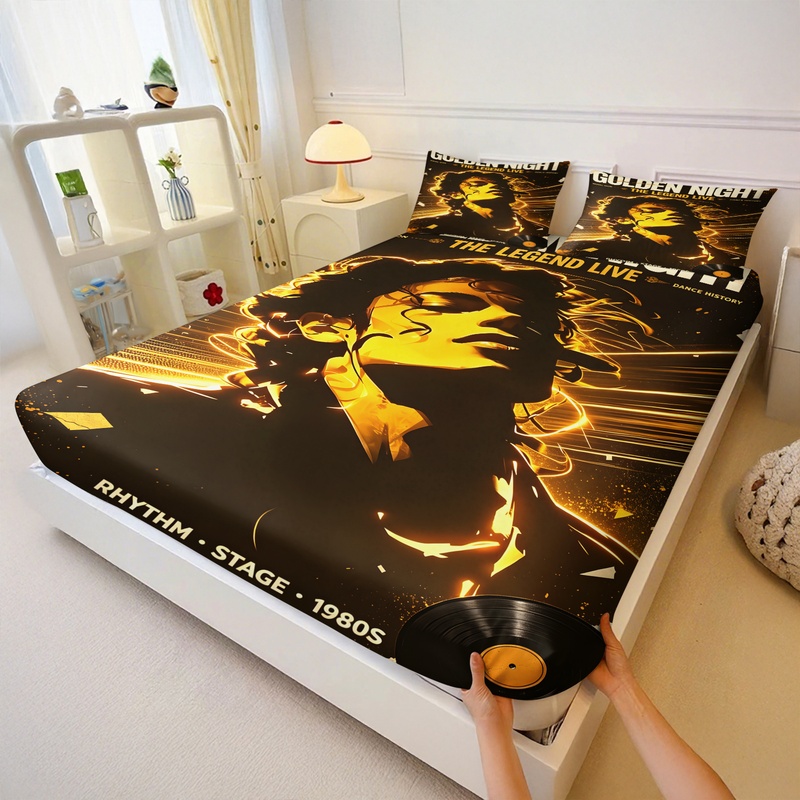ポップアイコンマイケル・ジャクソンフィットシーツセットキング - Fitted Sheet Deep のレビューと価格