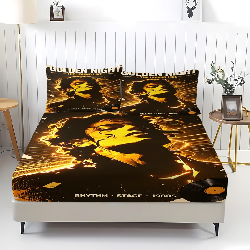 ポップアイコンマイケル・ジャクソンフィットシーツセットキング - Fitted Sheet Deep のレビューと価格
